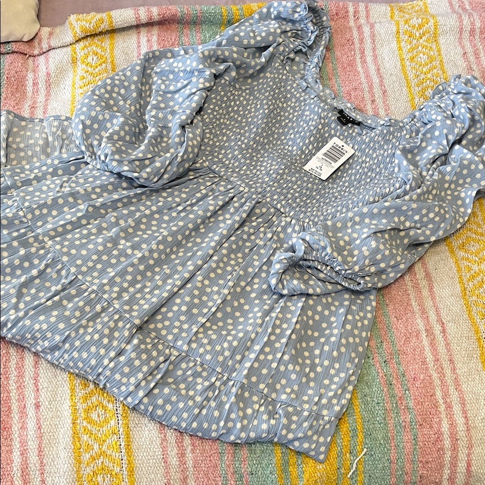 Torrid Blue and White Polka Dot Midi Dress